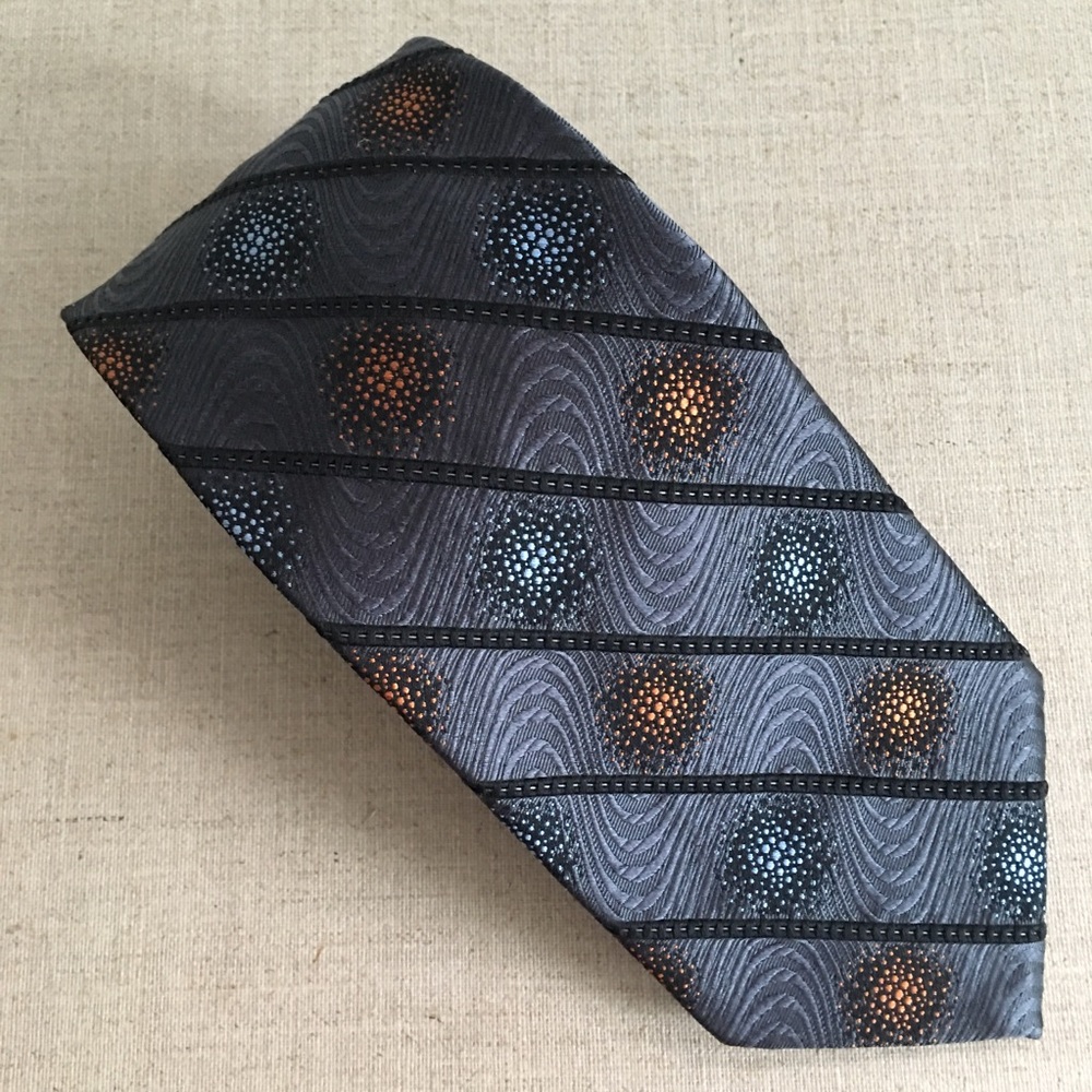 Robert Talbott Men Grey Textured Silk Tie